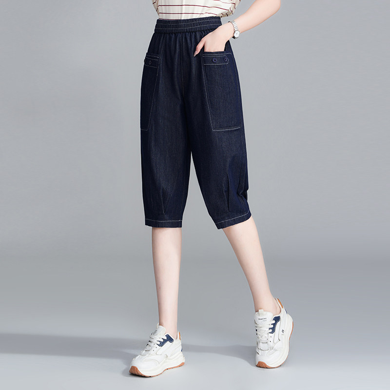 夏季冰丝七分哈伦牛仔裤女薄款