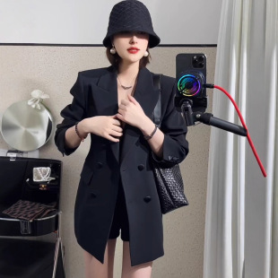 女生正装西服大码女装胖mm高级感显瘦黑色西装外套2026春装新款
