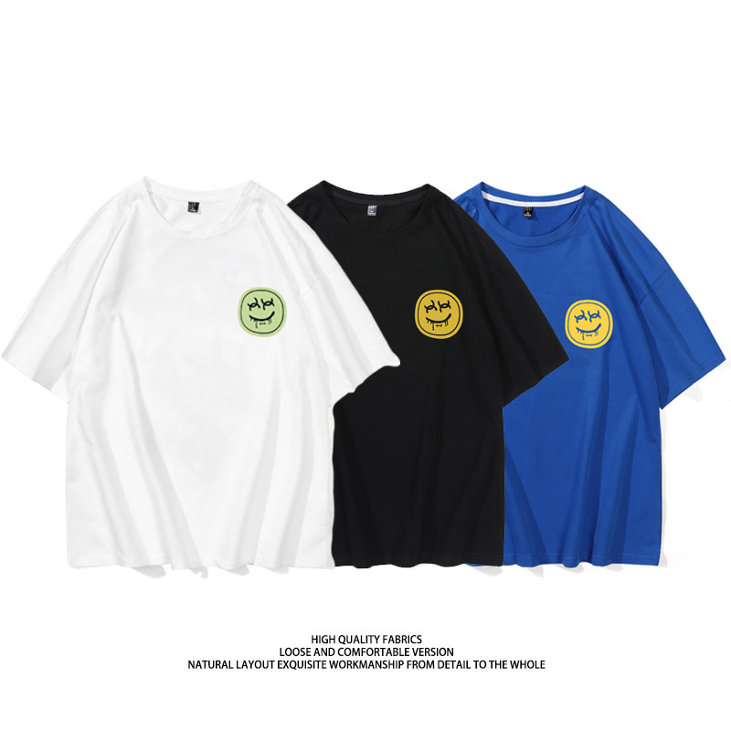 Large size neutral short sleeve cartoon printing summer T-shirt tide brand high quality pure cotton