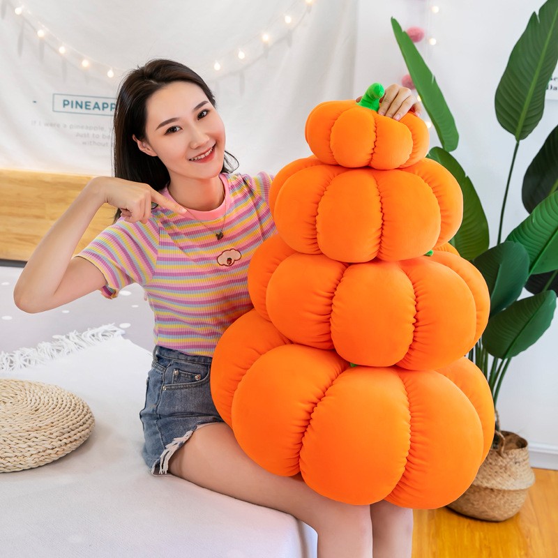 可爱万圣节圆形桔色南瓜抱枕靠垫
