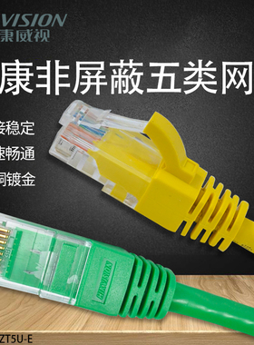 海康威视超五类无氧铜1/2/3米网线cat.5机制成品机房机柜网络跳线