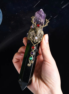 水晶魔法棒天然闪灵钻紫水晶