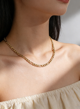 简约设计感金色铜镀链条项链女百搭锁骨链