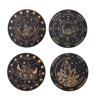 圆形木质超自然信息板创意灵摆盘石英水晶能量板yes/no塔罗决策板