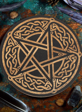 五角星图案木质杯垫桌面摆件饰品