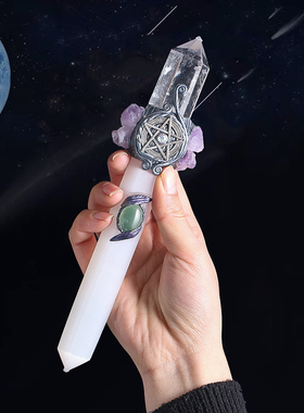 天然紫水晶魔法权杖能量石方尖碑