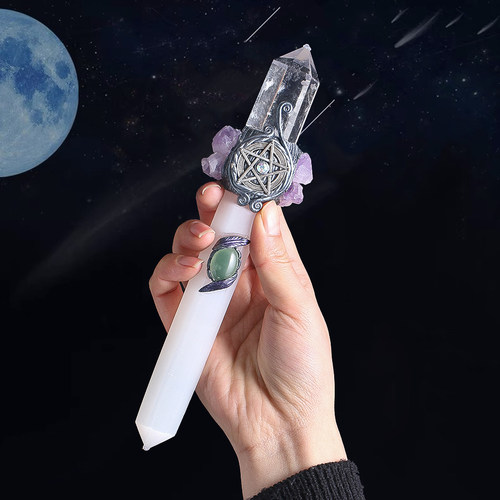 天然紫水晶魔法权杖能量石方尖碑