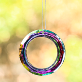圆环玻璃水晶彩虹棱镜吊坠枝形吊灯悬挂家居婚礼装 饰50mm发簪步摇