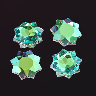 八角星透明极光雪花玻璃水晶吊坠太阳捕手灯具婚礼配饰室内小挂件