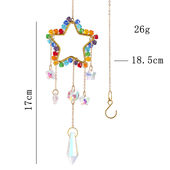闪闪太阳捕手七彩五角星捕梦网水晶风铃梦中婚礼窗户光影庭院装 饰