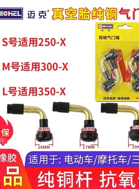 迈克电动车气门嘴3.00-10摩托车气门嘴三轮车真空胎纯铜气门弯嘴