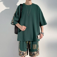 Зеленый комплект, с медвежатами, с вышивкой