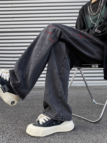 Осенние джинсы, ретро штаны, свободный прямой крой