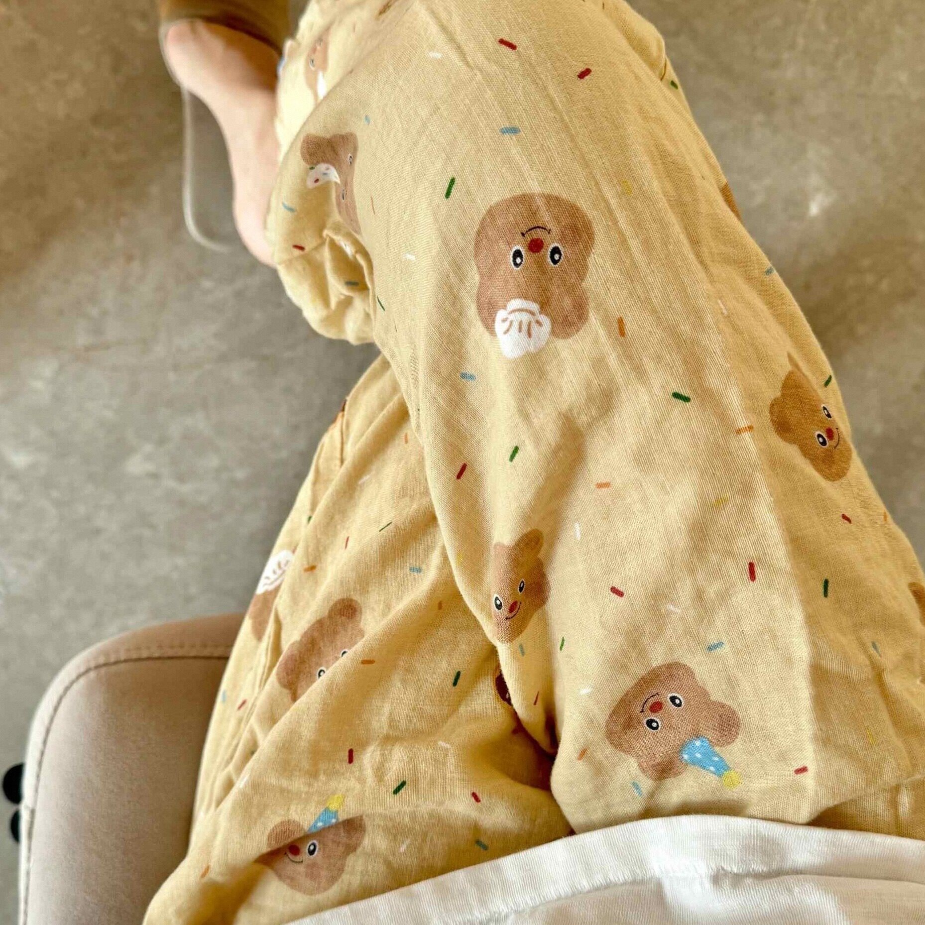 曲奇小熊a类纯棉柔软卡通夏季新款睡裤女婴儿双层纱布遛弯家居裤