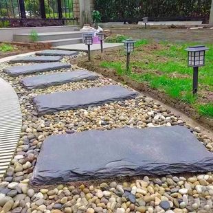 天然青石板踏步石花园草坪垫脚汀步石别墅庭院地砖户外防滑铺路石