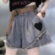 a字热裤 牛仔短裤 宽松显瘦高腰ins毛边阔腿裤 子薄款 女春夏大码 新款