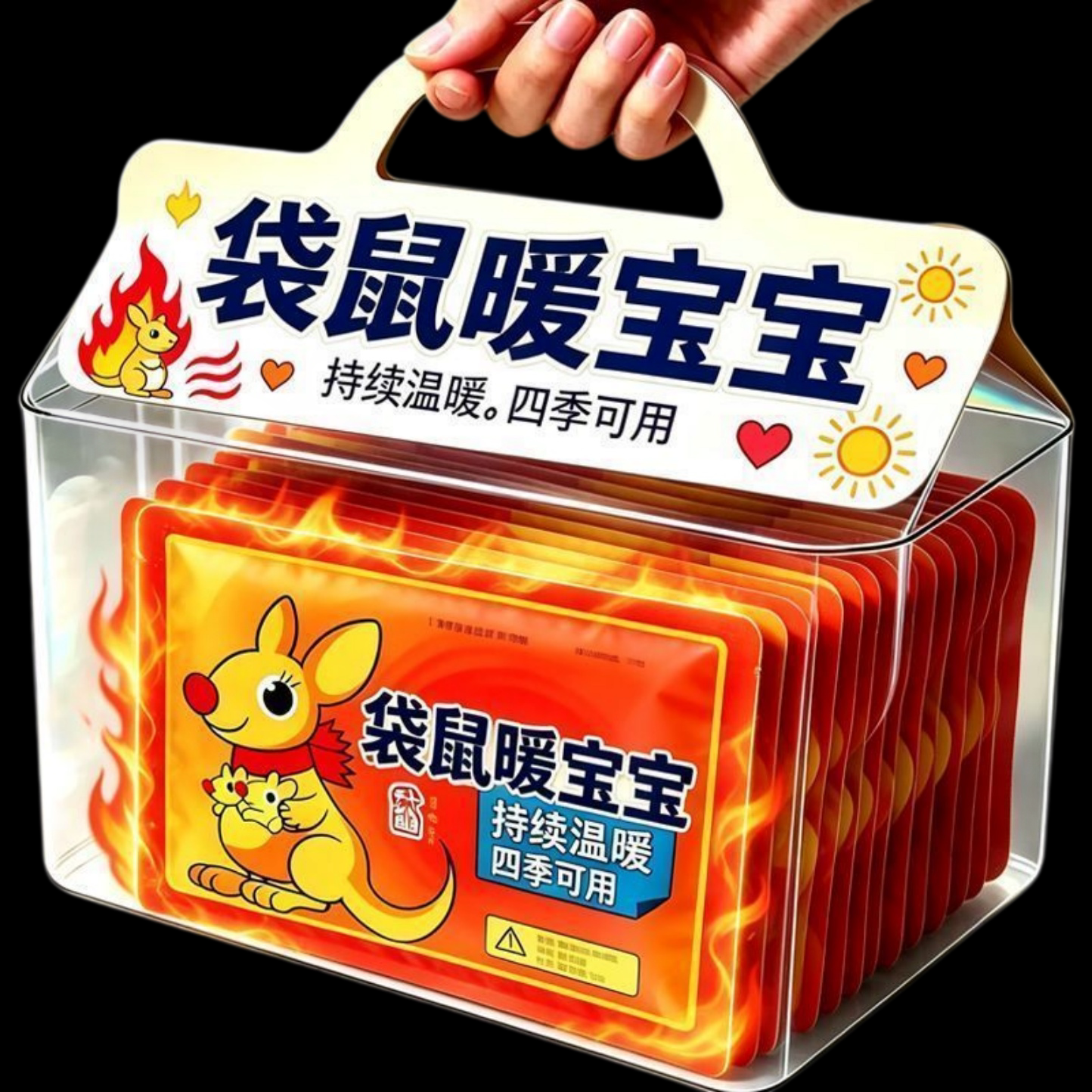 袋鼠暖贴即开即热暖宝宝发热贴暖身贴防寒保暖自发热暖宝宝贴腰腹