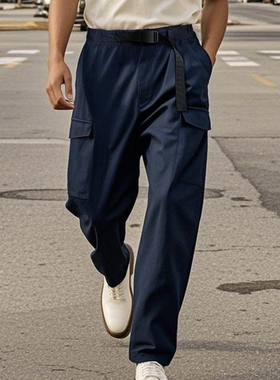 AK男装夏季新款复古经典全棉轻型可调节腰工装腿袋裤通勤风男裤