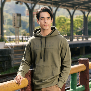 复古棉质休闲标语印绣花组合连帽卫衣男 新款 AK男装 春季