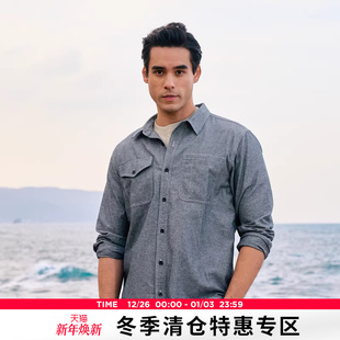 经典 新款 复古棉质耐磨撞色线贴袋工装 长袖 男 AK男装 衬衫 春季