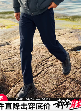 AK男装新款防风防水加绒保暖软壳户外调节腰直筒休闲裤男