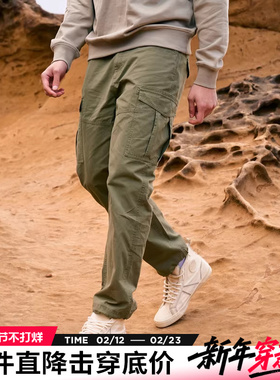 AK男装春季新款复古经典磨毛防风立体腿袋休闲直筒长裤男
