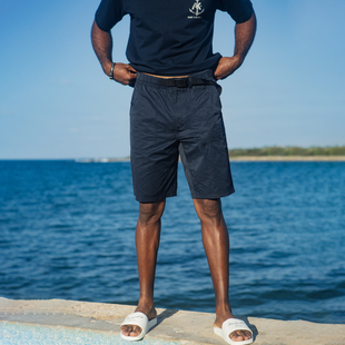 Navy复古海锚绣花调节腰直筒五分短裤 新款 男 夏季 AK男装