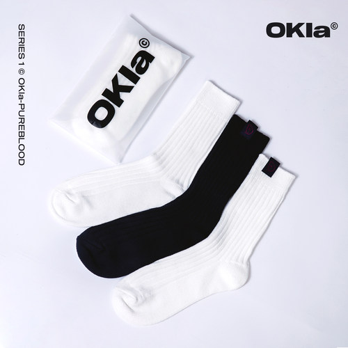 中筒袜OKla粗针织白搭休闲男女