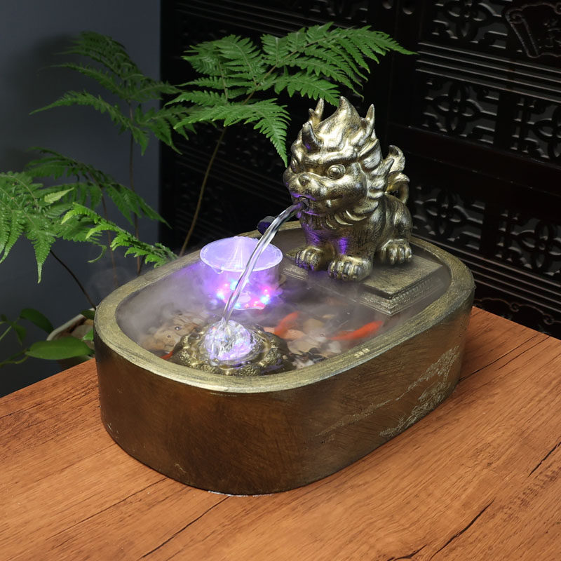 招财火麒麟吸水兽貔貅流水摆件店铺办公室桌家居风水宅旺宅玄关