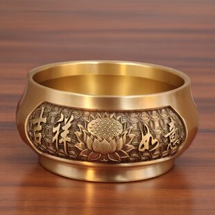 黄铜香炉家用供奉上香佛台祖先大号莲花室内外财神爷观音敬神供佛