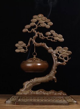 全黄铜轻奢铜吊炉松鹤延年 嫦娥奔月铜吊炉装饰品铜器摆件