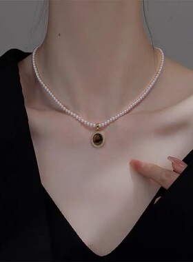 诸暨天然淡水珍珠项链锁骨链14K注金baby珠颈链小红书ins风