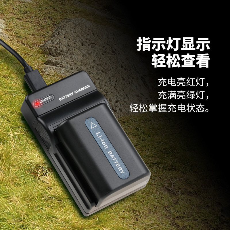 沣标NP-FM50电池usb充电器NP-F970适用索尼FM500H F550 F750 相机