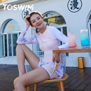 海边度假 TOSWIM泳衣女分体游泳衣泡温泉长袖 防晒保守显瘦遮肚时尚