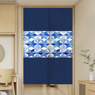 日式 新品 水彩扎染门帘厨房客厅餐馆家用商用遮挡布帘卧室挂帘半帘