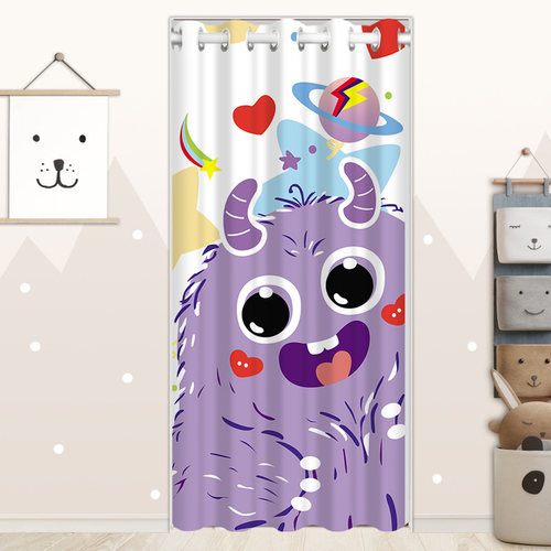 儿童房卡通家用门帘卧室卫生间隔断帘可爱免打孔全帘挡风隔热帘子