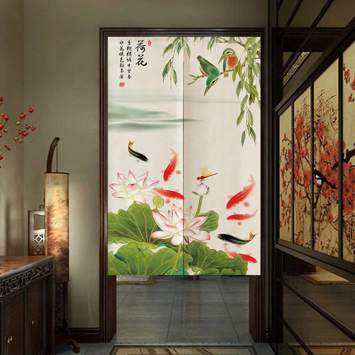 中国风隔断帘免打孔卧室遮挡门帘