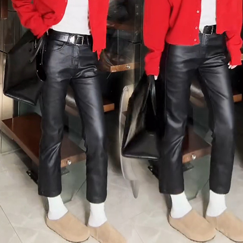 2024秋冬网红爆款欧货修身显瘦薄绒弹力八九分抓绒涂层烟管皮裤女,女装/女士精品,休闲裤,淘宝优惠券,粉丝福利购,淘宝优惠卷