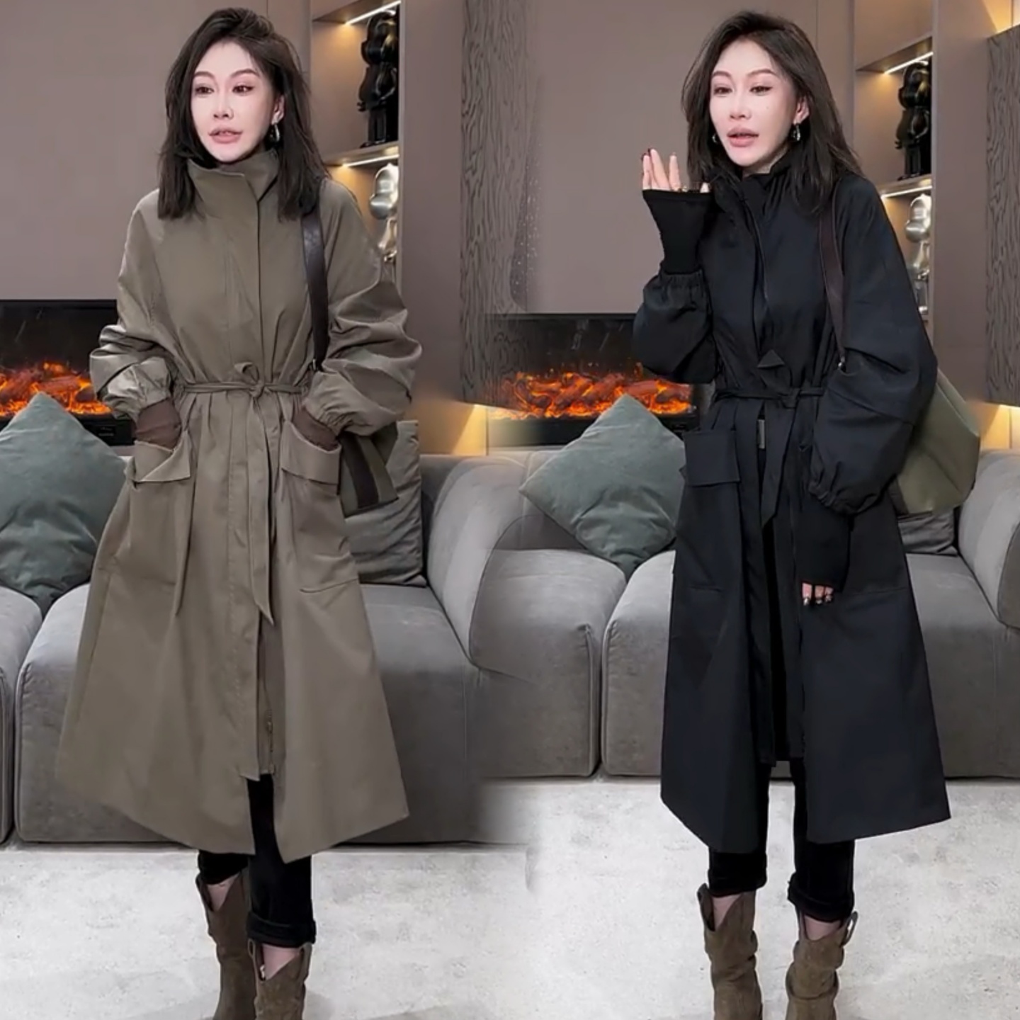 简约风酷飒高级感口袋长款风衣