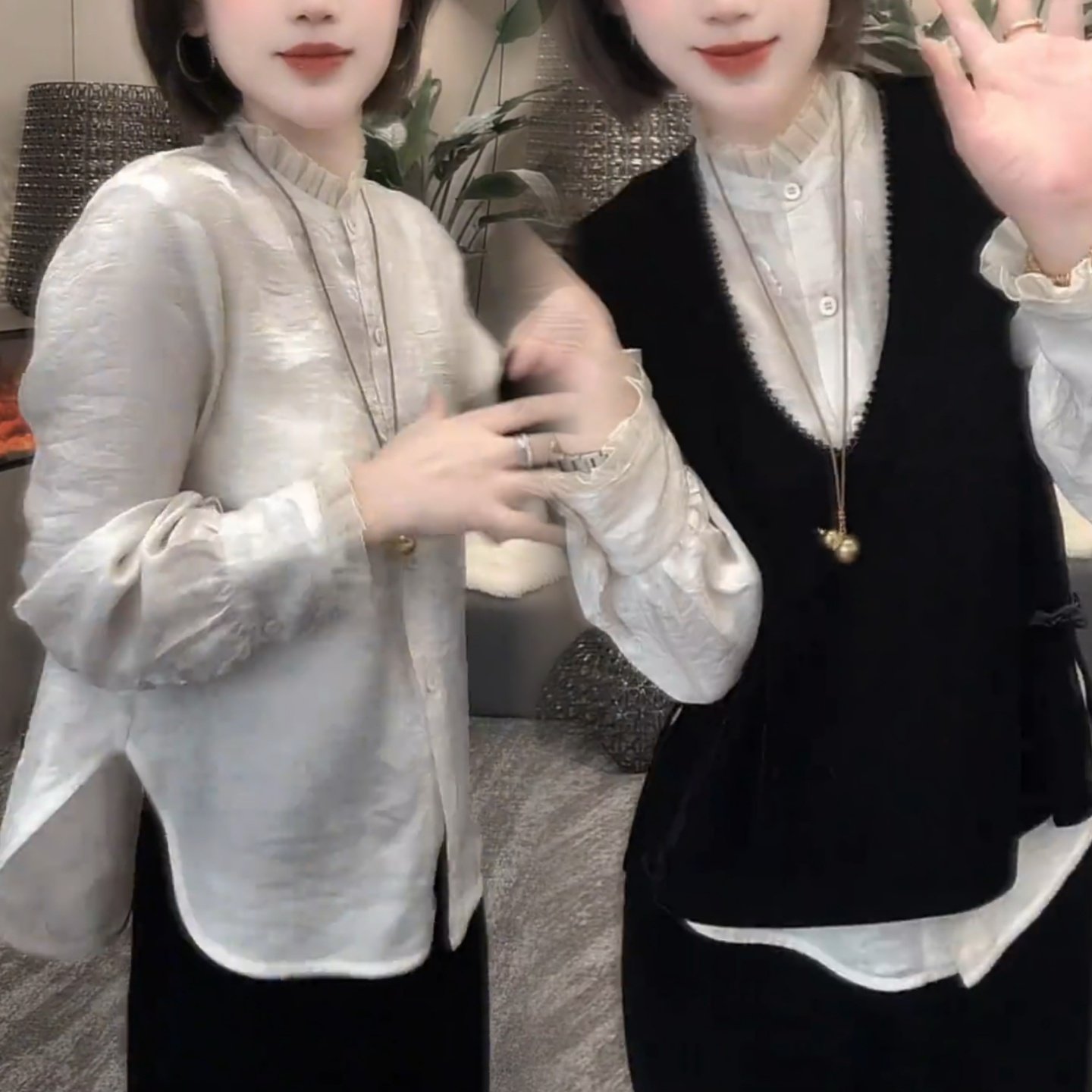 2025秋季新款时尚百搭洋气重工钉珠V领侧盘扣开叉无袖丝绒马甲女,女装/女士精品,马夹,淘宝优惠券,粉丝福利购,淘宝优惠卷