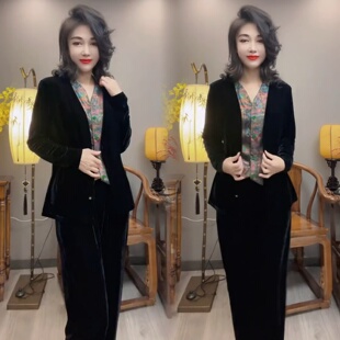 百搭高级感减龄气质小众设计拼接假两件丝绒上衣衬衫 2025秋季 时尚