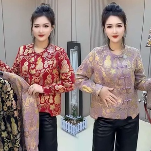 烫金提花刺绣盘扣国风衬衫 百搭洋气新中式 上衣女 时尚 2026新年款