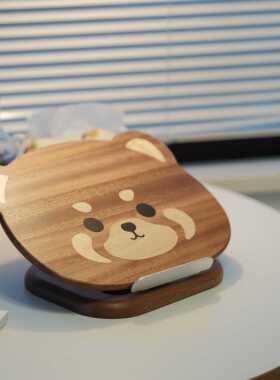 不土 小熊猫实木质电脑阅读架书架桌面学生看书学习绘画升降旋转