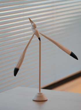 平衡海鸥 治愈系可爱木质木雕装饰摆件餐厅书房办公室装饰摆件