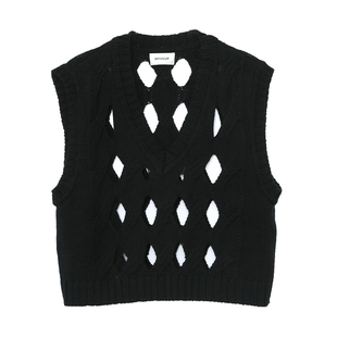 MOVEUP幻走2023秋季 扭绳开口设计师毛衣马夹女123331709 新款