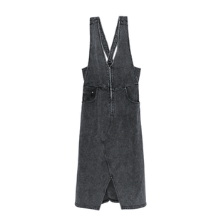 MOVEUP幻走2023冬季 纯棉开衩口袋设计师背带裙123411308 新品