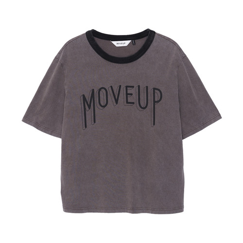 【商场同款】MOVEUP幻走2025秋季新款圆领字母印花针织短款T恤女