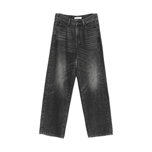 女124340319 纯棉高腰复古牛仔直筒裤 MOVEUP幻走2024秋季 新款