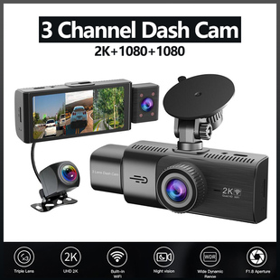 2K 3-Lens Car DVR 24h Parking Monitoring WiFi GPS G-sensor