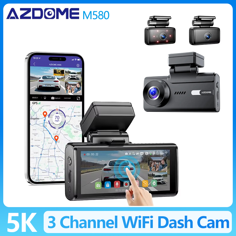 AZDOME车内车外行车记录仪三镜头